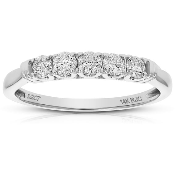 Vir Jewels 1/2 CTTW 5 Stone Diamond Ring Engagement Bridal in 14K White Gold Round Prong Size 9 Female Adult