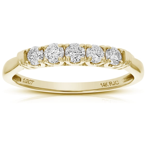 Vir Jewels 1/2 CTTW 5 Stone Diamond Ring Engagement Bridal in 14K Yellow Gold Round Prong Size 7 Female Adult