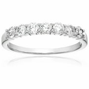 Vir Jewels 1/2 CTTW 7 Stone Diamond Wedding Band 14K White Gold Prong Set Round Size 7 Female Adult