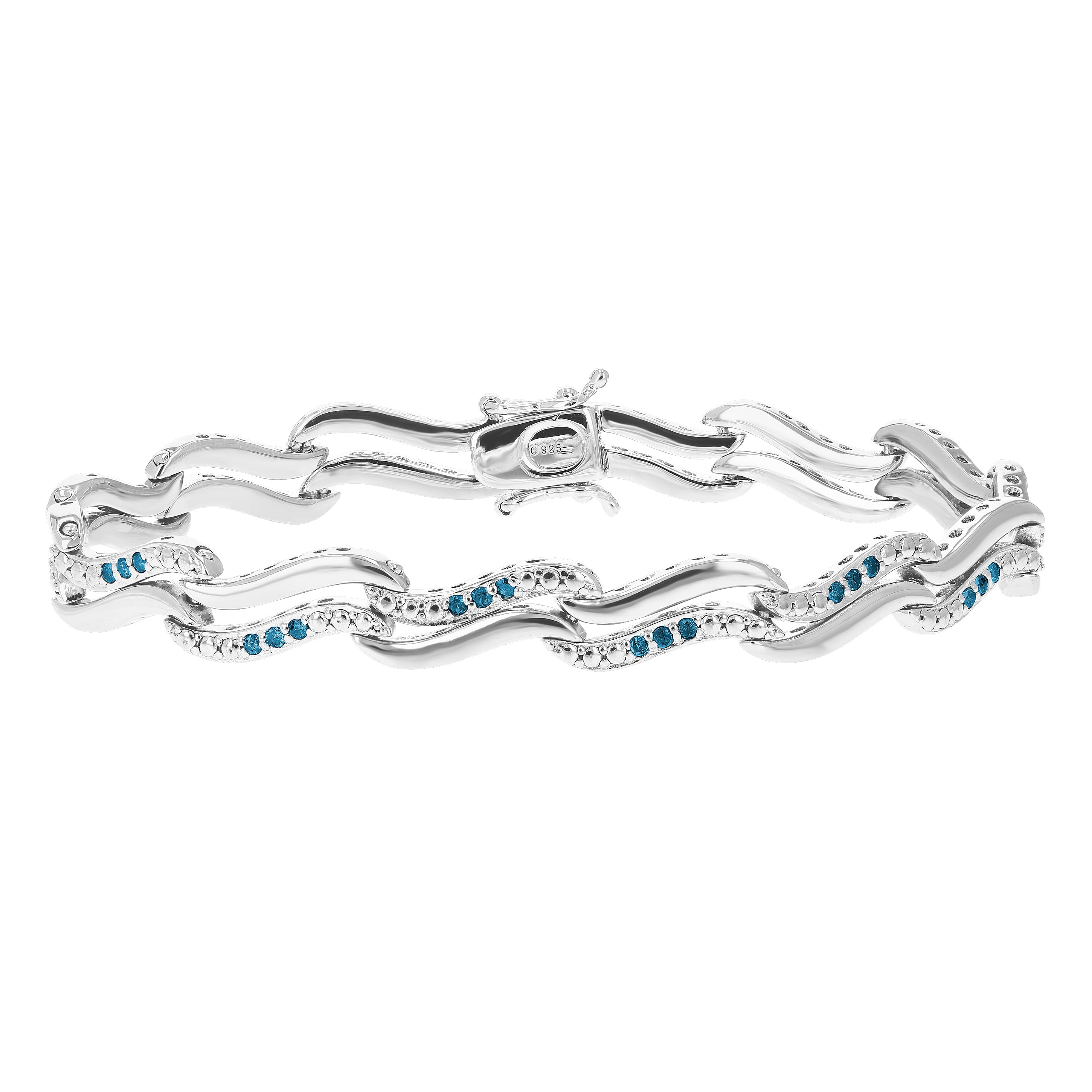 Vir Jewels 1/2 CTTW Blue Diamond Tennis Bracelet .925 Sterling Silver with Rhodium