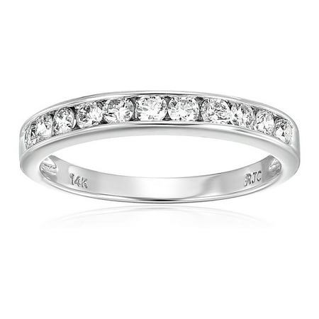 Vir Jewels 1/2 CTTW Classic Diamond Wedding Band in 14K White Gold Channel Set Size 9.5 Female Adult