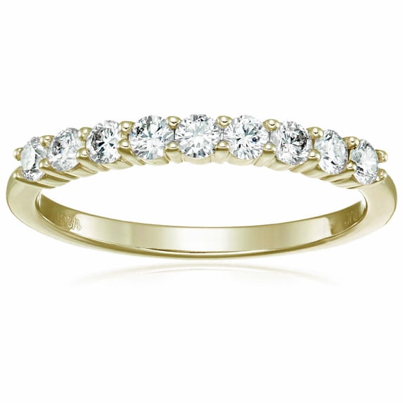 Vir Jewels 1/2 CTTW Diamond Wedding Band 14K Yellow Gold 9 Stones Prong Set Round Size 8 Female Adult