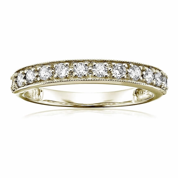 Vir Jewels 1/2 CTTW Diamond Wedding Band with Milgrain 14K Yellow Gold Prong Set Size 9.5 Female Adult