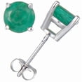thumbnail image 1 of Vir Jewels 1/2 CTTW Emerald Stud Earrings 14K White Gold Round with Push Backs May Birthstone Female, 1 of 6