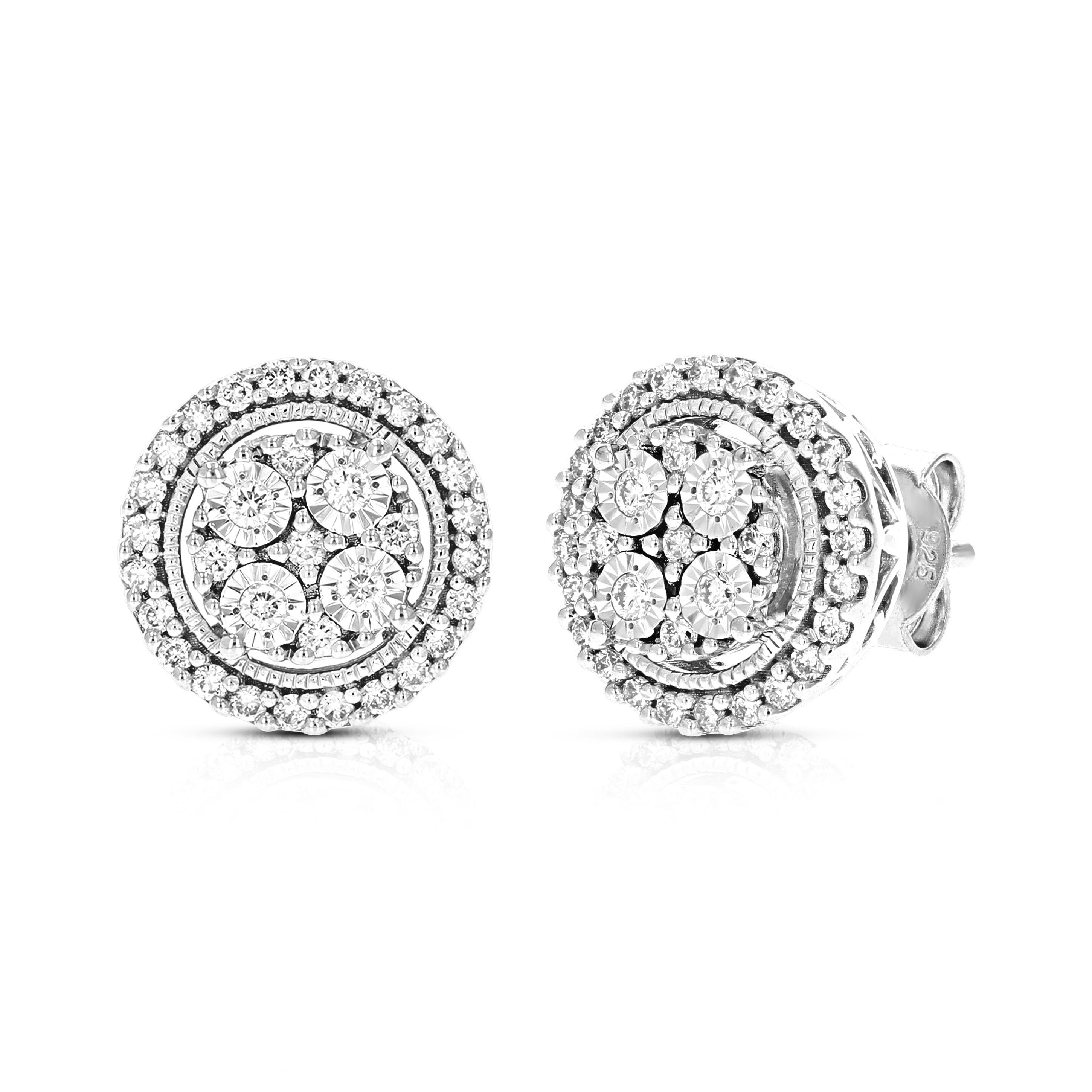 Vir Jewels 1/2 CTTW Lab Grown Diamond Composite Earrings in Sterling Silver With Push Backs For Women
