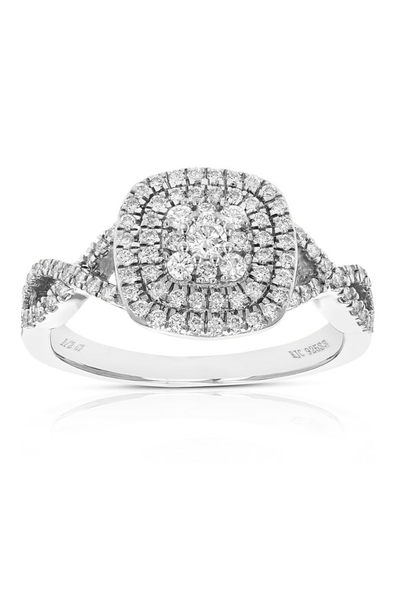 1/2 CTTW Lab Grown Diamond Ring in Sterling Silver Female Adult