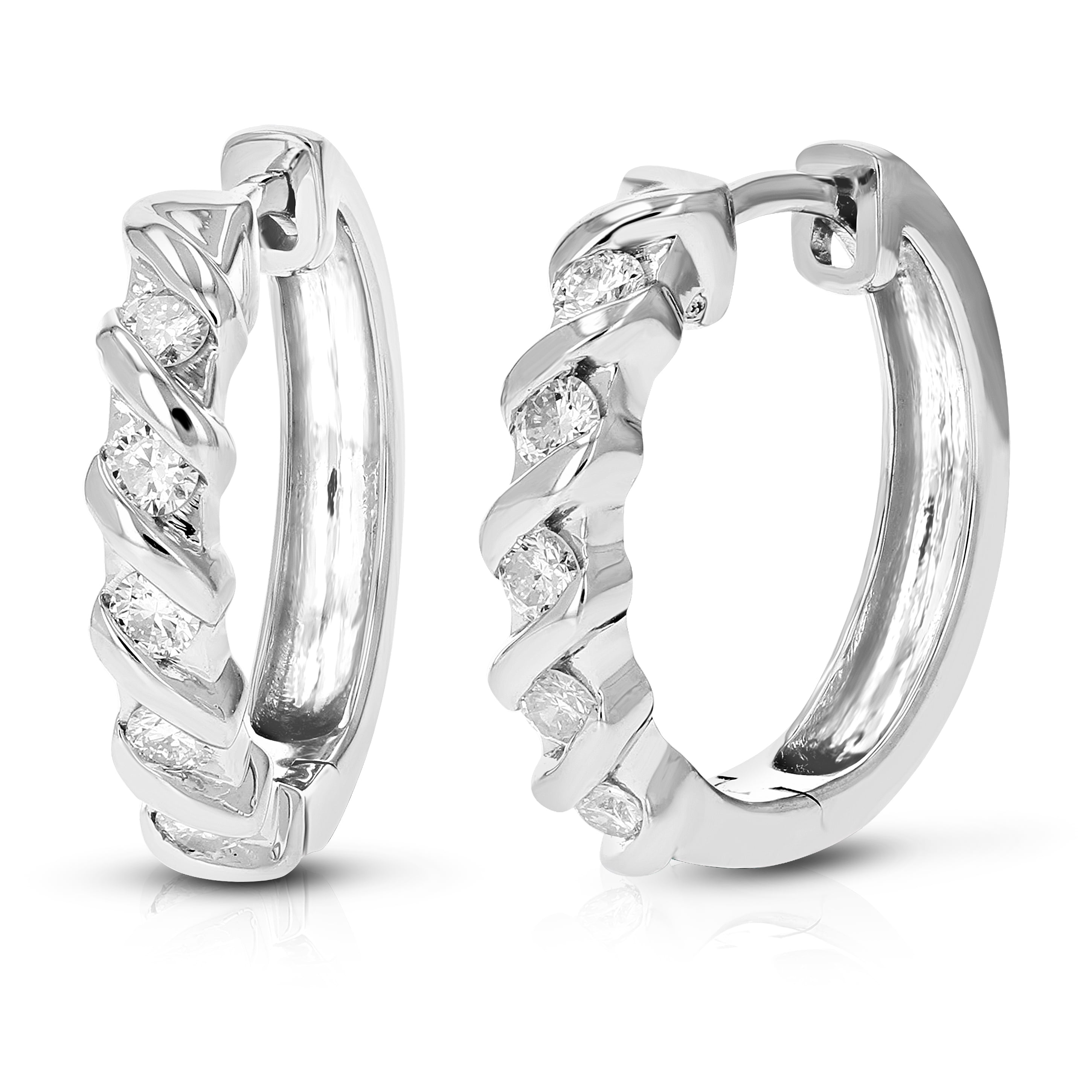 Vir Jewels 1/2 CTTW Lab Grown Diamond Hoop Earring in Sterling Silver Channel 3/4 Inch