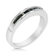 Vir Jewels 1/2 CTTW Princess Cut Black Diamond Wedding Band .925 Sterling Silver Channel Size 7