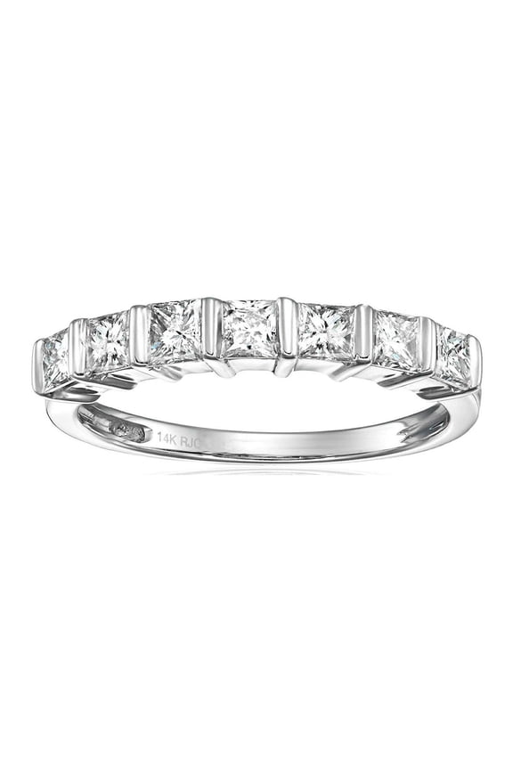 1/2 CTTW Princess Cut Diamond Wedding Band 14K White Gold Channel Bridal Ring Size 5.5