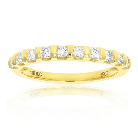 Vir Jewels 1/2 CTTW Princess Diamond Wedding Band 14K Yellow Gold 10 Stones Channel Set Size 9