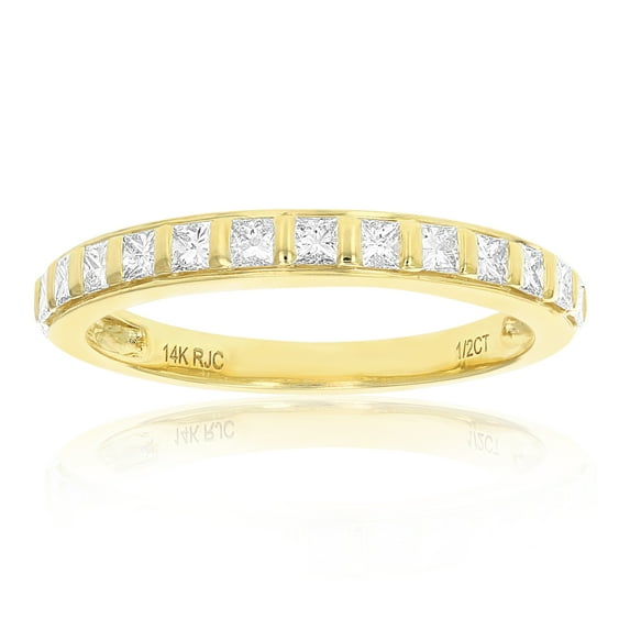 Vir Jewels 1/2 CTTW Princess Diamond Wedding Band 14K Yellow Gold 13 Stones Channel Set Size 6