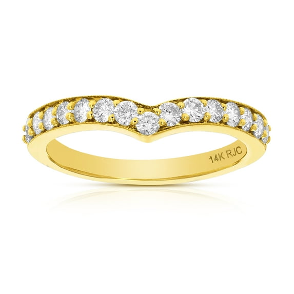 Vir Jewels 1/2 CTTW V-Shape Diamond Wedding Band with Milgrain 14K Yellow Gold Size 9.5 Female Adult