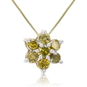 Vir Jewels 1/2 CTTW Yellow Diamond Pendant Necklace Women in 10K Yellow Gold Cluster 1/3 Inch