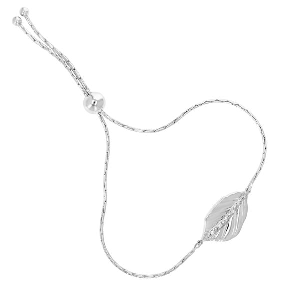 Vir Jewels 1/20 CTTW Diamond Bolo Bracelet .925 Sterling Silver Leaf Adjustable Length Female Adult