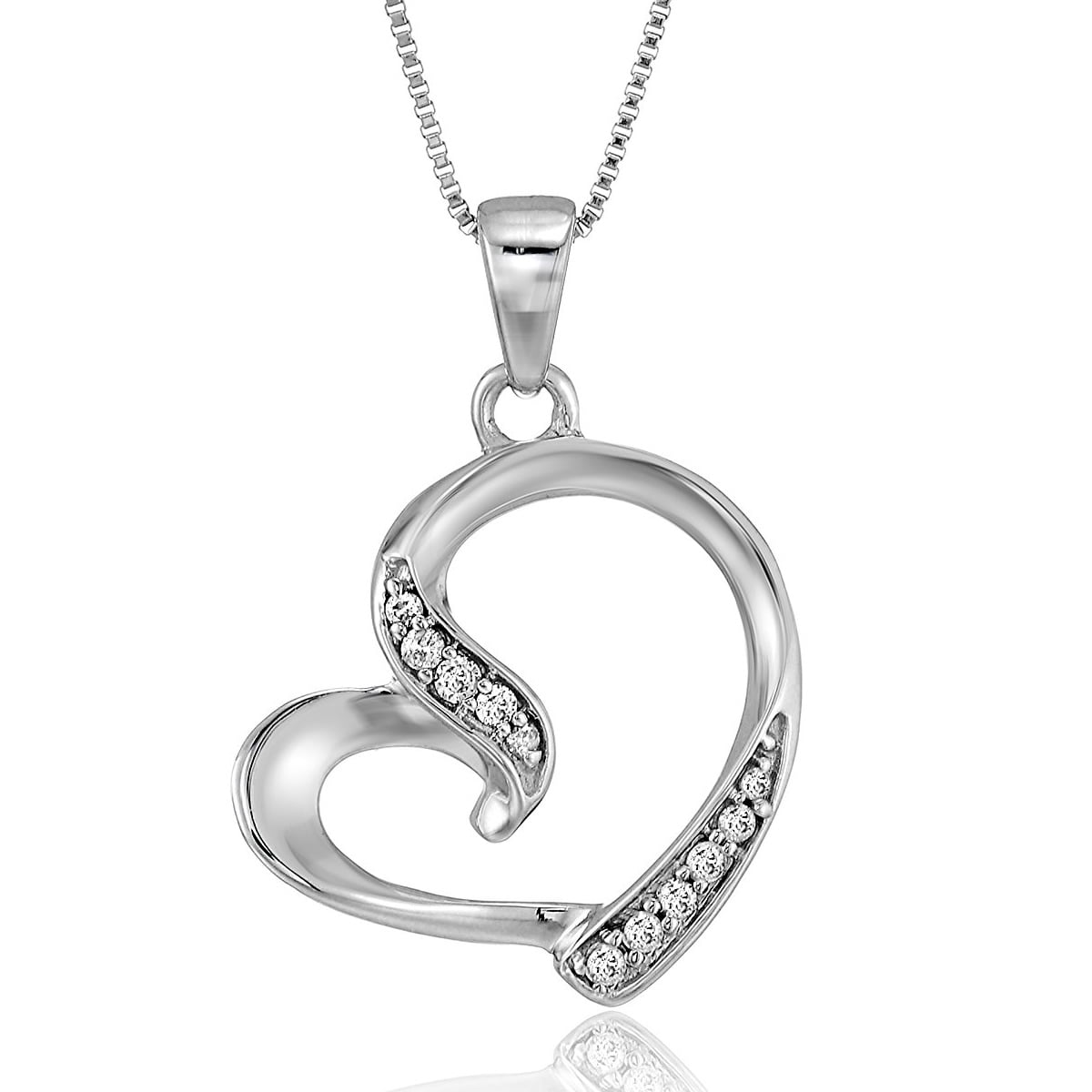 Vir Jewels 1/20 cttw Diamond Pendant, Diamond Heart Pendant Necklace for Women in 14K White Gold with 18 Inch Chain, Prong Setting For Female Adult