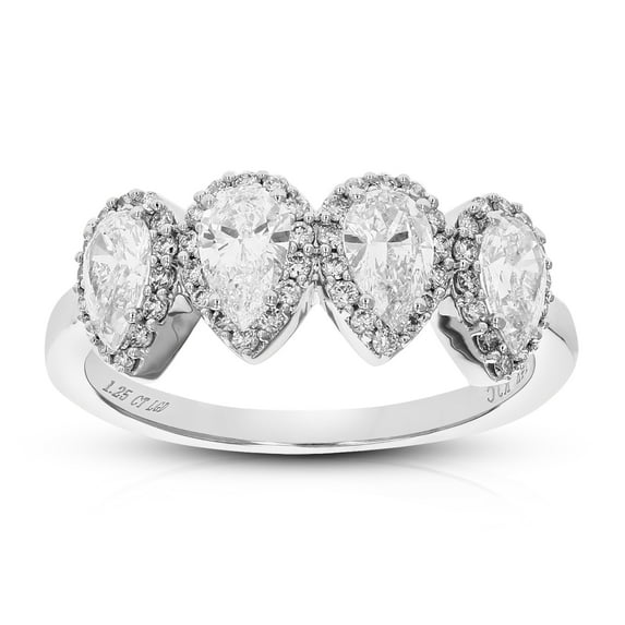 Vir Jewels 1.25 CTTW Lab Grown Diamond 4 Stone Engagement Ring in 14K White Gold Female Adult