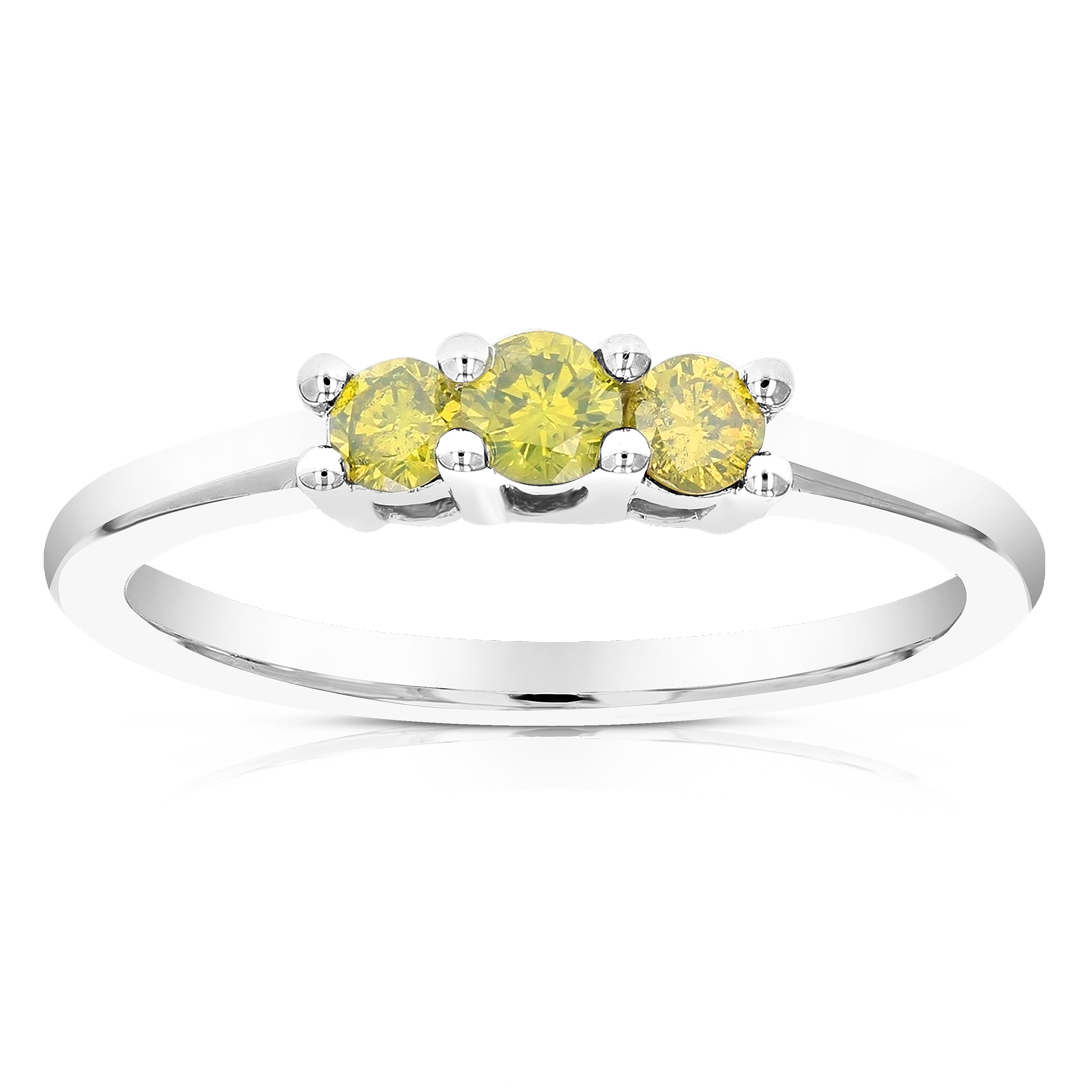 Vir Jewels 1/3 CTTW 3 Stone Yellow Diamond Engagement Ring for Women in .925 Sterling Silver