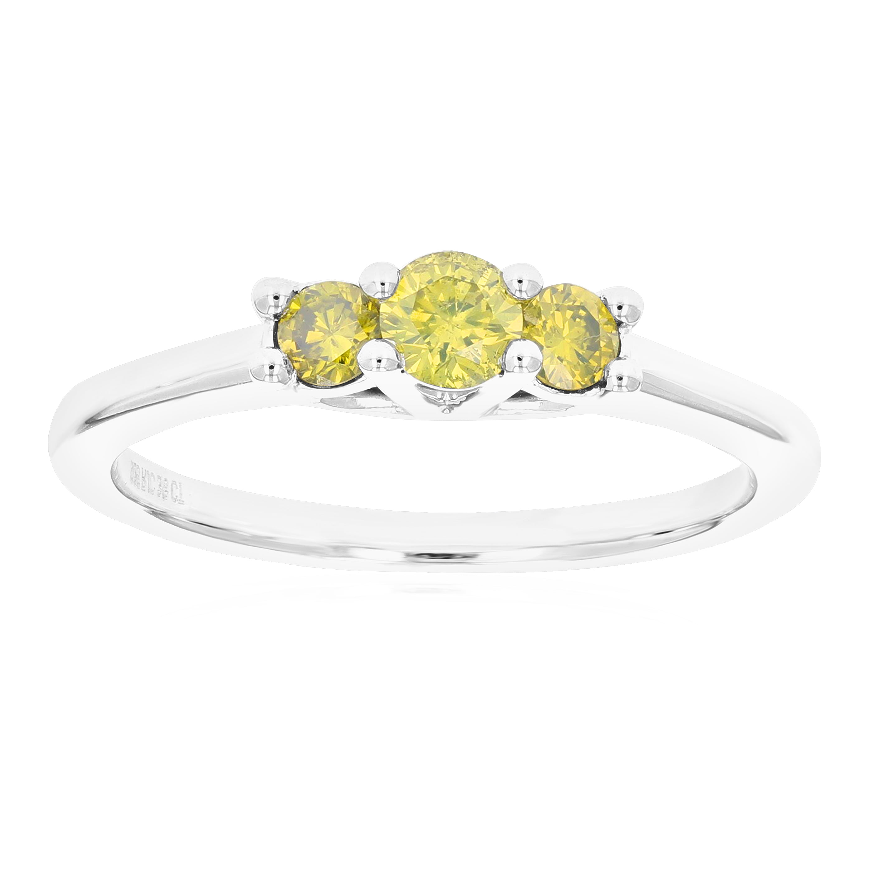 Vir Jewels 1/3 CTTW 3 Stone Yellow Diamond Engagement Ring for Women in .925 Sterling Silver