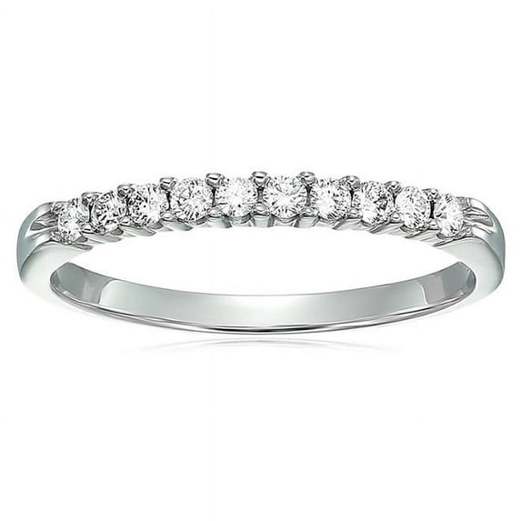 Vir Jewels 1/3 CTTW Diamond Wedding Band 14K White Gold 10 Stone Prong Set Round Size 5.5 Female Adult