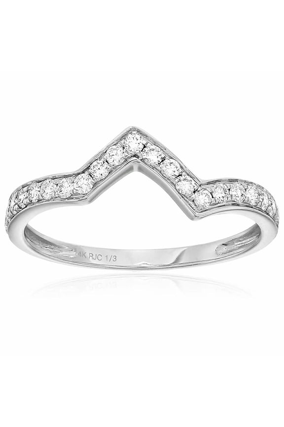 1/3 CTTW Diamond Wedding Band Heartbeat Wave Style 14K White Gold Size 6 Female Adult