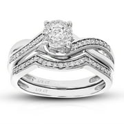 Vir Jewels 1/3 CTTW Lab Grown Diamond Wedding Bridal Set Sterling Silver Prong Size 8