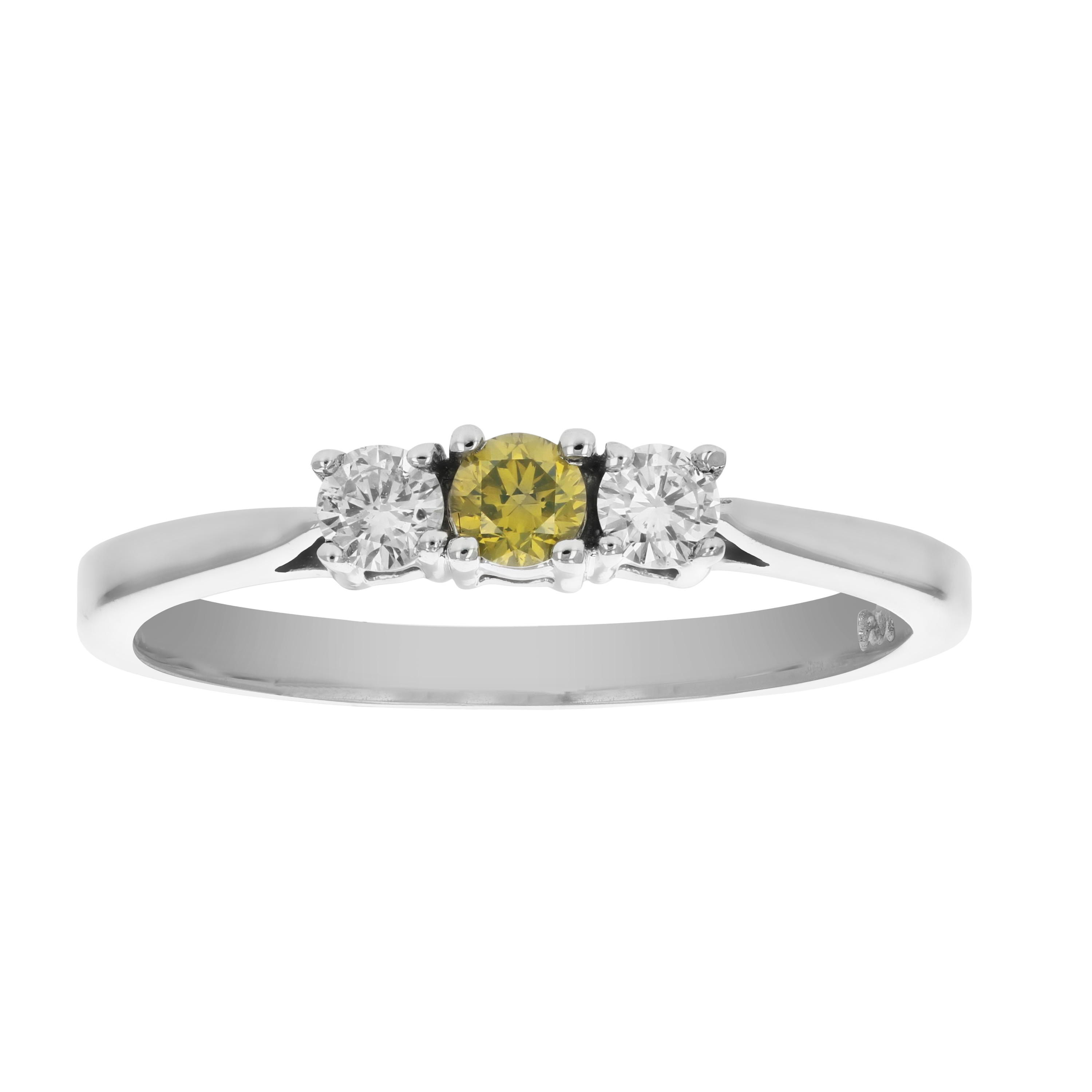 Vir Jewels 1/4 CTTW 3 Stone Yellow and White Diamond Engagement Ring 14K White Gold Size 7