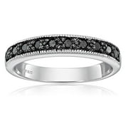 Vir Jewels 1/4 CTTW Black Diamond Wedding Band for Women with Milgrain .925 Sterling Silver