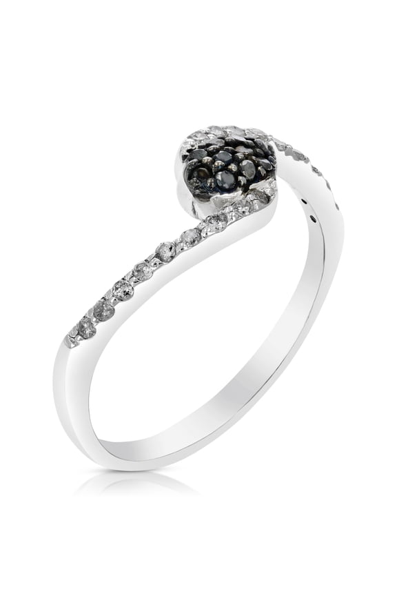 1/4 CTTW Black and White Diamond Composite Ring .925 Sterling Silver Size 7 Female Adult