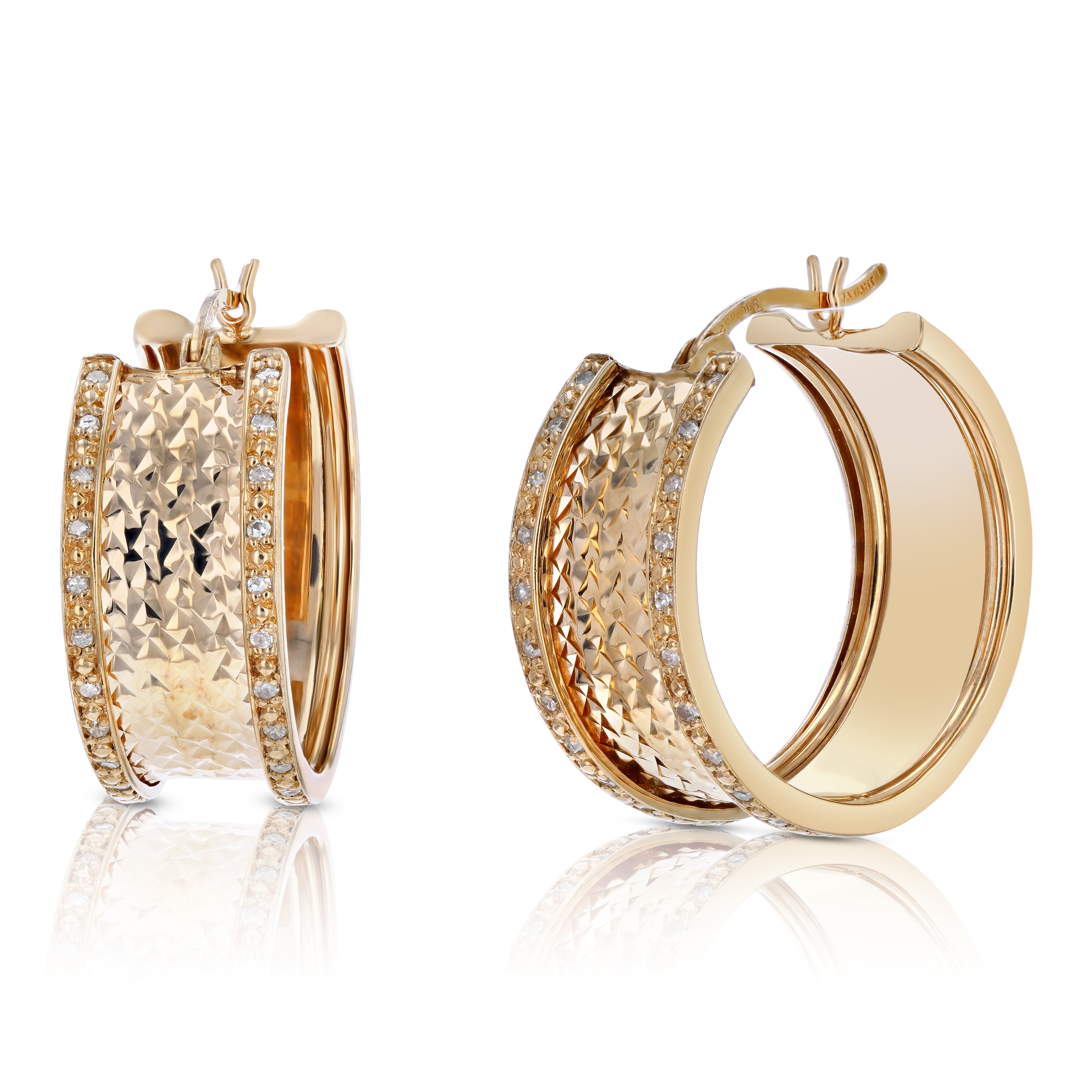 Vir Jewels 1/4 CTTW Diamond Hoop Earrings Rose Gold Plated over .925 Silver 1 Inch Design Female