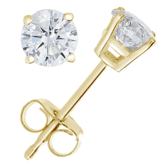 Vir Jewels 1/4 CTTW Diamond Stud Earrings 14K Yellow Gold Push Backs Round 4 Prong Basket Female