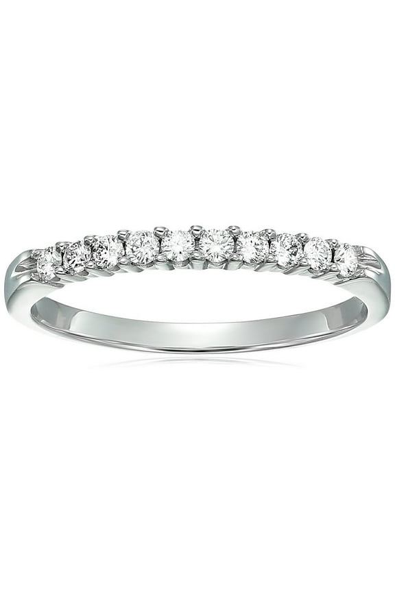 1/4 CTTW Diamond Wedding Band 14K White Gold 10 Stones Prong Set Round Size 4.5 Female Adult