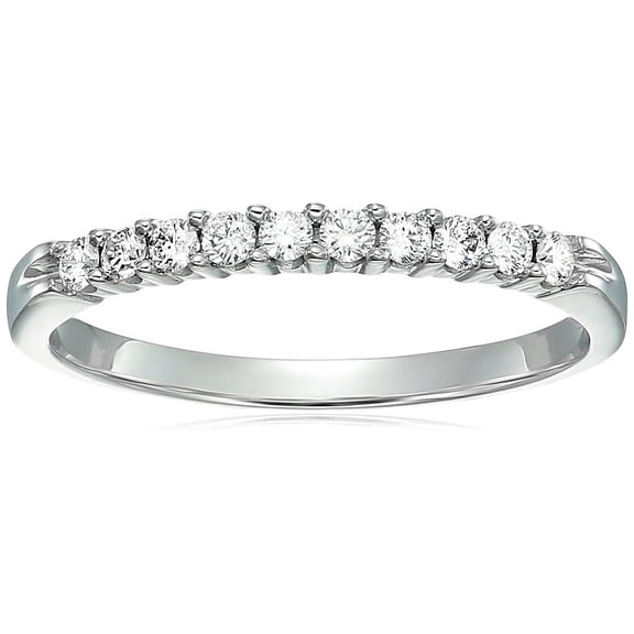 Vir Jewels 1/4 CTTW Diamond Wedding Band 14K White Gold 10 Stones Prong Set Round Size 5 Female Adult