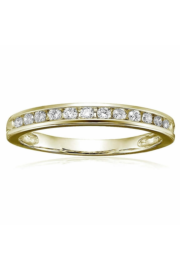 1/4 CTTW Diamond Wedding Band Women in 14K Yellow Gold Half Eternity Round Channel