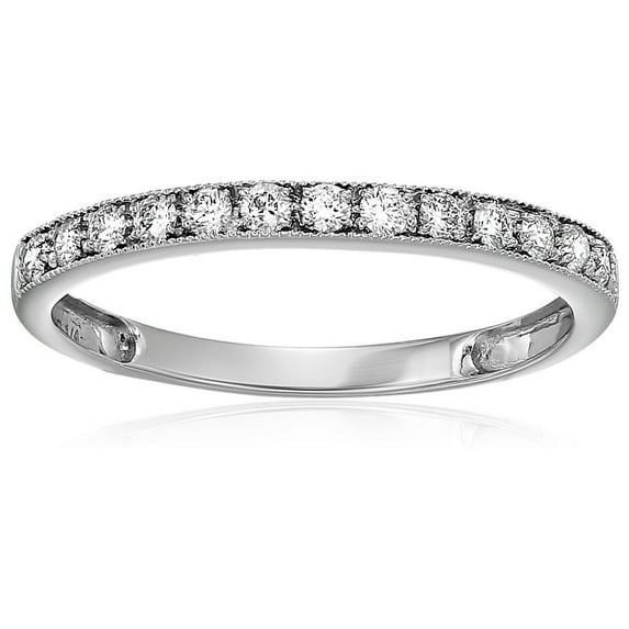 Vir Jewels 1/4 CTTW Diamond Wedding Band with Milgrain 14K White Gold Prong Set Size 7 Female Adult