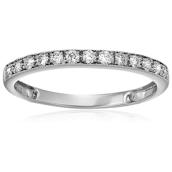 Vir Jewels 1/4 CTTW Diamond Wedding Band with Milgrain 14K White Gold Prong Set Size 9.5 Female Adult