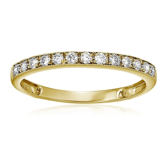 Vir Jewels 1/4 CTTW Diamond Wedding Band with Milgrain 14K Yellow Gold Prong Set Size 9.5 Female Adult