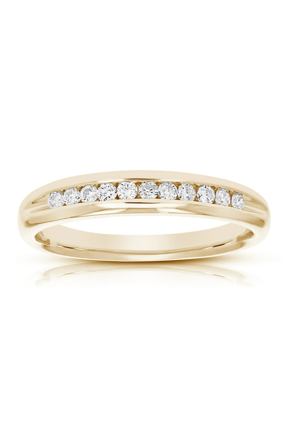 1/4 CTTW Diamond Wedding Ring for Women 14K Yellow Gold Bridal Band Comfort Fit