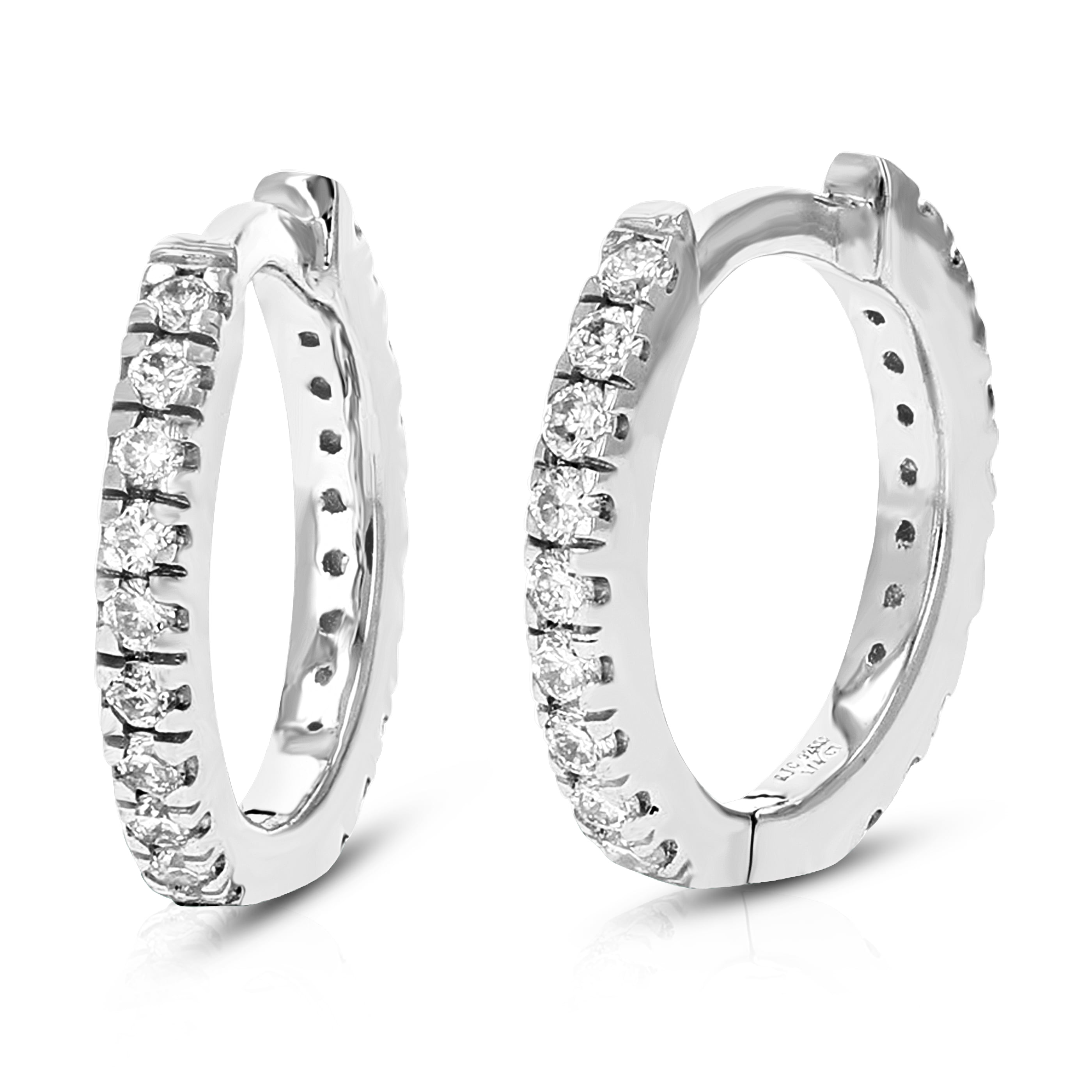 Vir Jewels 1/4 CTTW Lab Grown Diamond Hoops Earrings in Sterling Silver With Hidden Post For Women