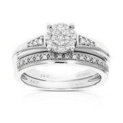 Vir Jewels 1/4 CTTW Lab Grown Diamond Wedding Bridal Set Sterling Silver Prong Size 7