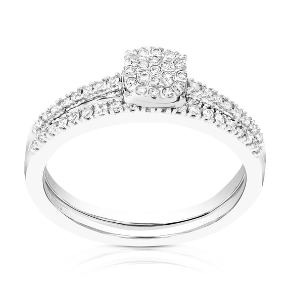 Vir Jewels 1/4 CTTW Lab Grown Diamond Wedding Bridal Set in Sterling Silver Female Adult