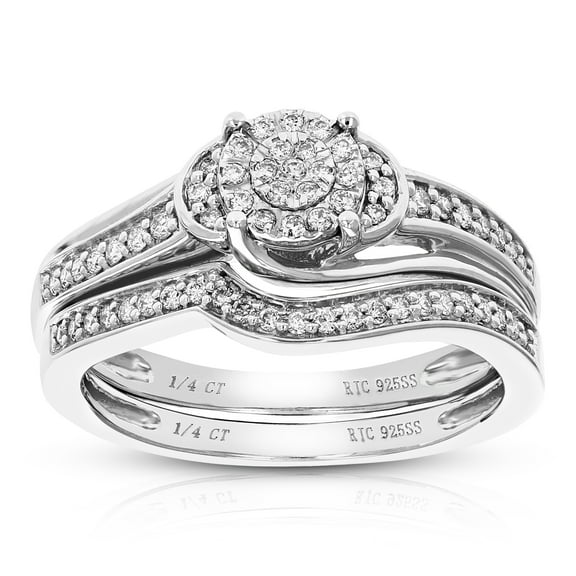 Vir Jewels 1/4 CTTW Lab Grown Diamond Wedding Bridal Set in Sterling Silver Female Adult