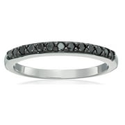Vir Jewels 1/5 CTTW Black Diamond Ring Wedding Band in .925 Sterling Silver 13 Stones Round