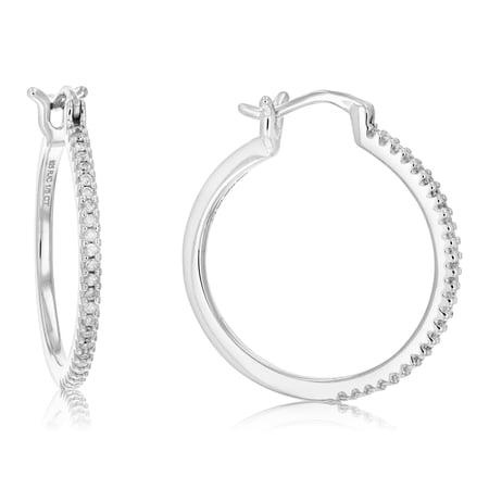 Vir Jewels 1/5 CTTW Diamond Hoop Earrings .925 Sterling Silver 46 Stones 1 Inch Female Adult