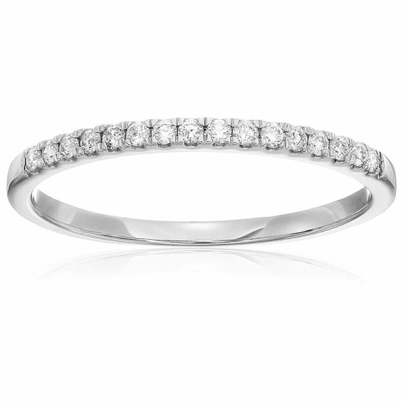 Vir Jewels 1/5 CTTW Diamond Wedding Band Prong Set 14K White Gold Prong Set Round Size 5.5 Female Adult