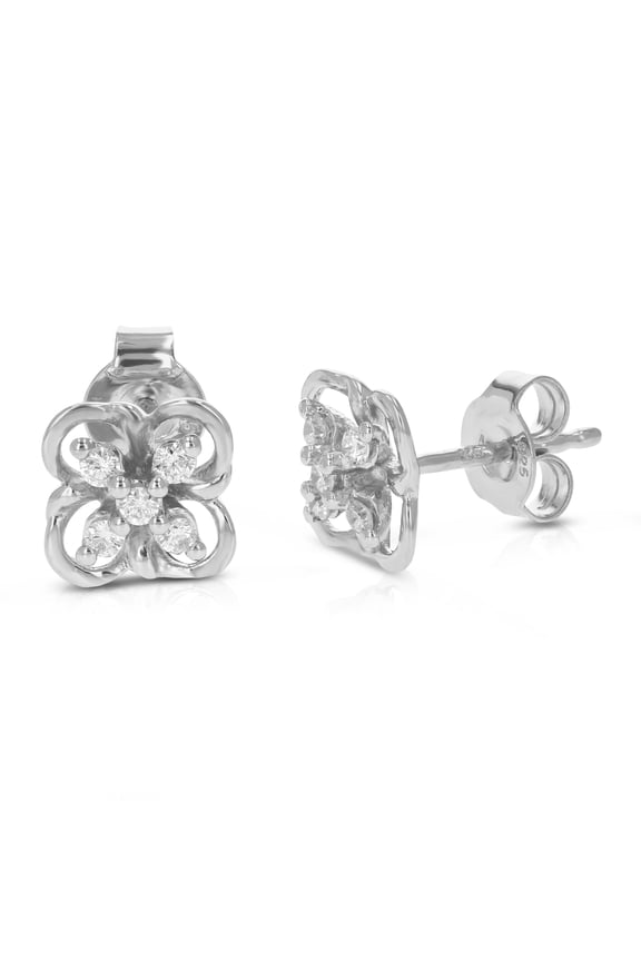 1/5 CTTW Lab Grown Diamond Composite Earrings in Sterling Silver With Push Backs For Women