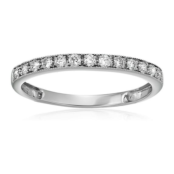 Vir Jewels 1/5 CTTW Milgrain Diamond Wedding Band 14K White Gold Prong Set Round Size 5.5 Female