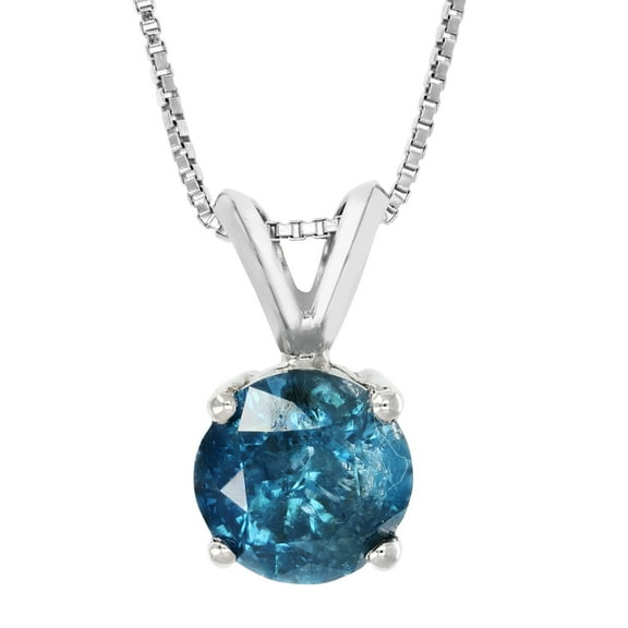Vir Jewels 1.50 CTTW Blue Diamond Solitaire Pendant Necklace for Women 14K White Gold Round