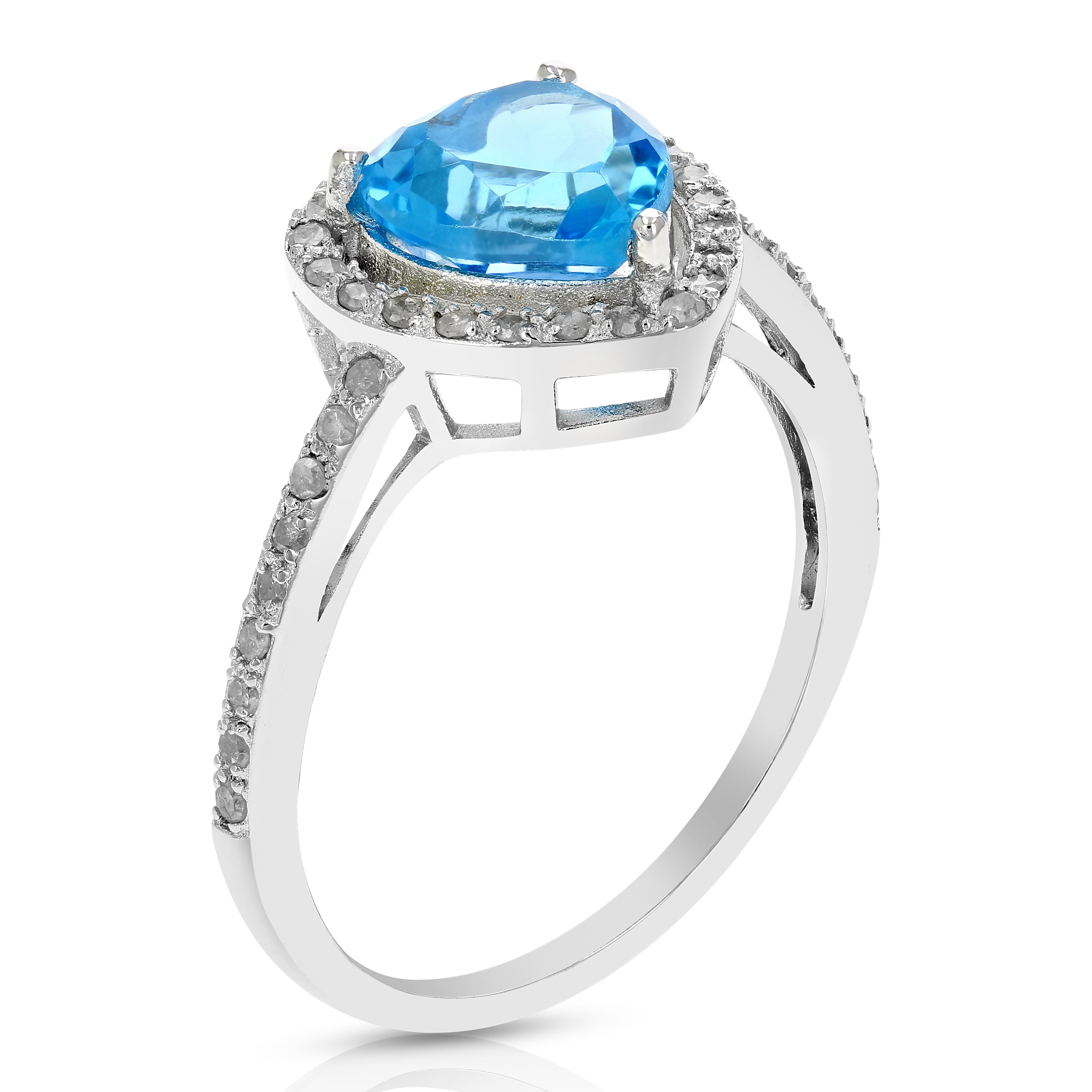 Vir Jewels 1.50 CTTW Swiss Blue Topaz and Diamond Heart Ring .925 Sterling Silver Size 8 Female Adult
