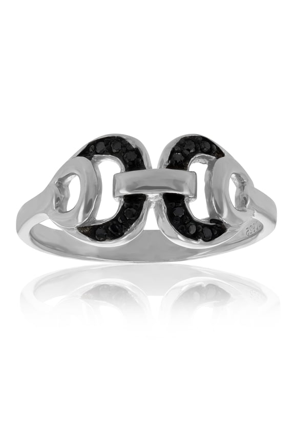 1/6 CTTW Black Diamond Ring in .925 Sterling Silver with Rhodium Plating Size 7