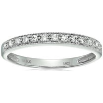 Vir Jewels 1/6 CTTW Petite Diamond Wedding Band in 10K White Gold with Milgrain Size 9.5 Female Adult